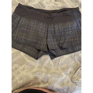 Lululemon Women's Gray Plaid Speed Up Zip Pocket Lined Running Shorts Size 6